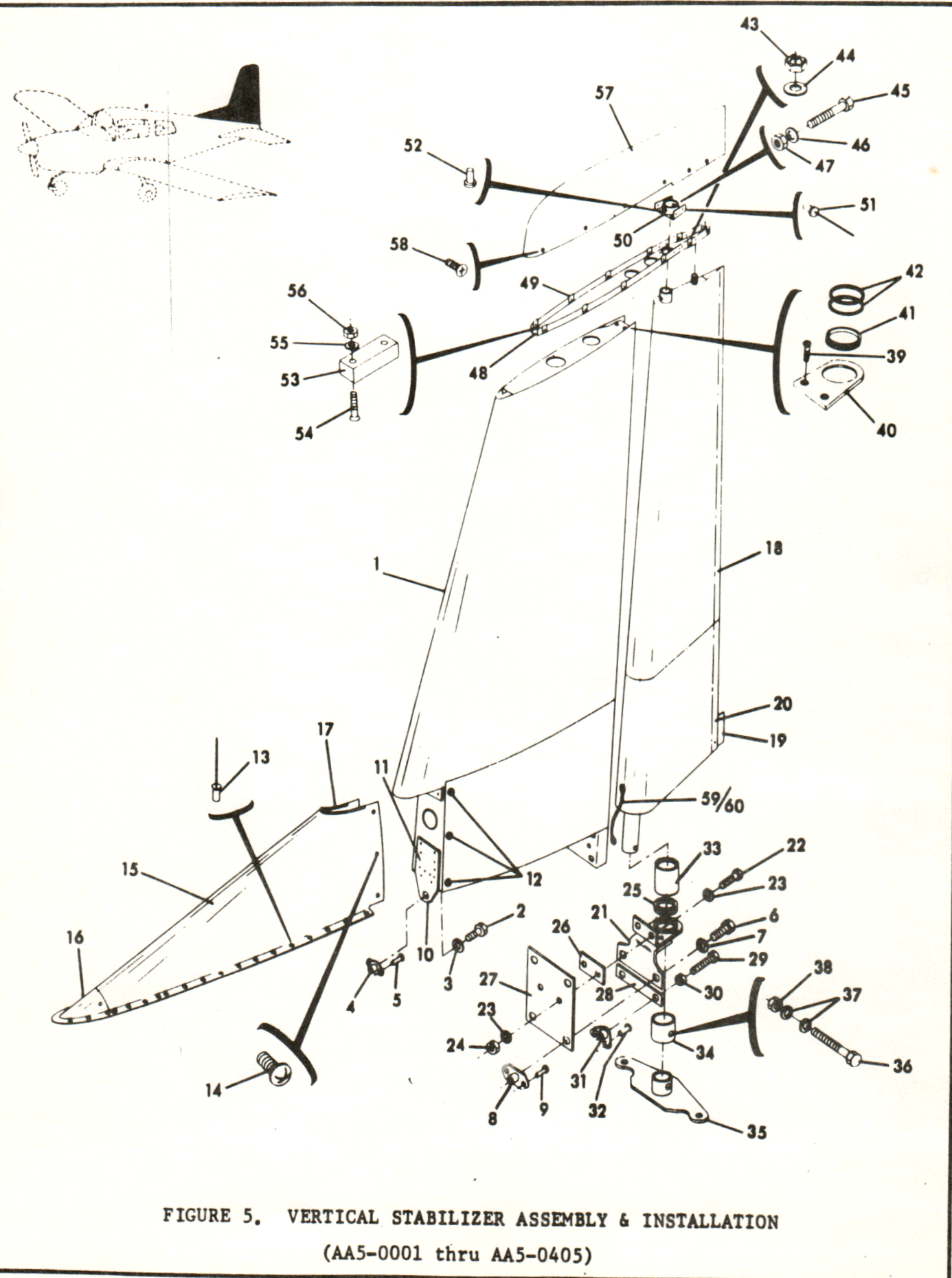 Parts Diagram Fig. 5 Vertical Stabilizer (Model AA5 Ser 00010405